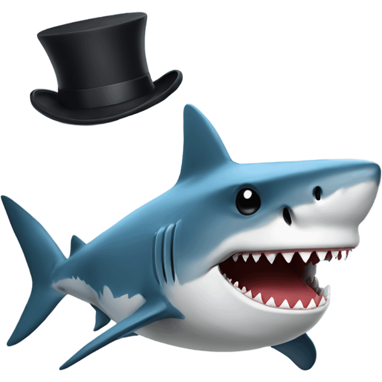 Shark with a top hat emoji