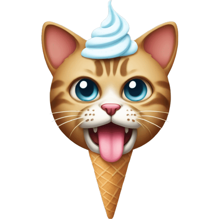 Angry Cat with ice cream on head emoji