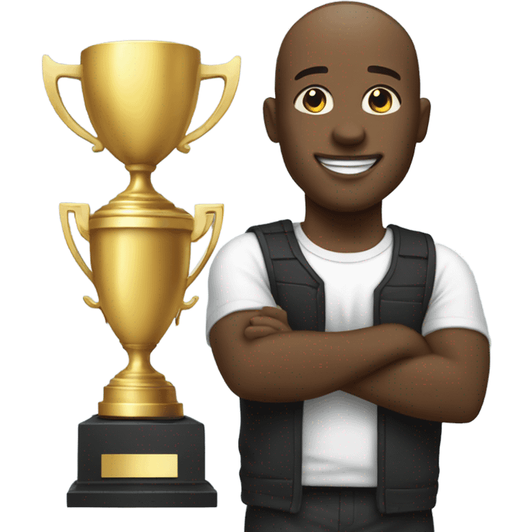 Bald black man on trophy  emoji