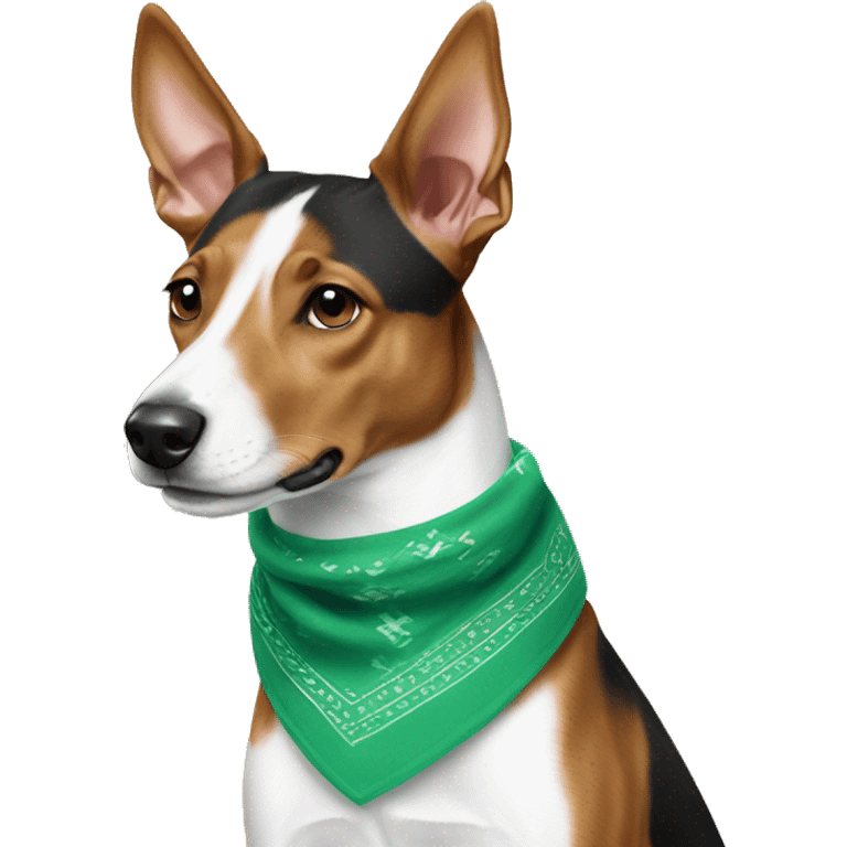  Basenji wearing blue and green bandana emoji