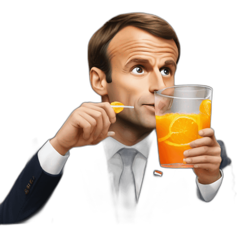 emmanuel macron drinking a fanta emoji