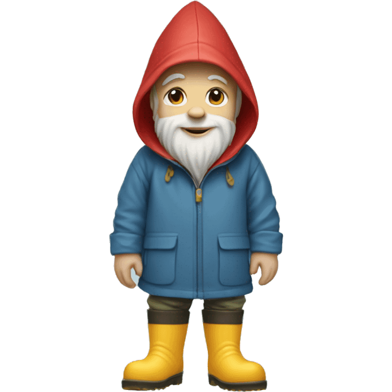 Gnome in rain jacket and rain boots  emoji