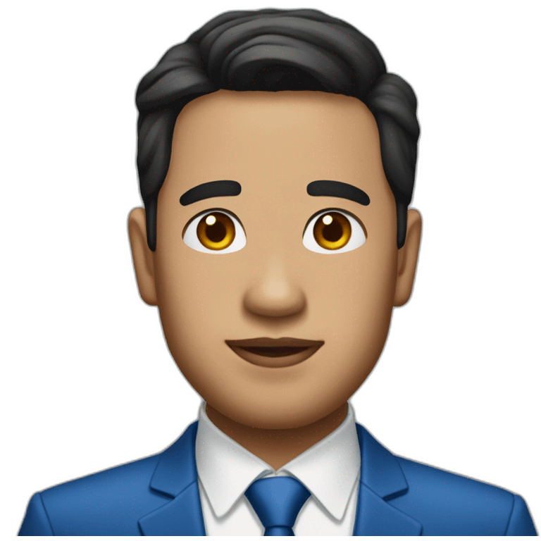 Pilipino man with a diamond earring and a blue suit and tie emoji