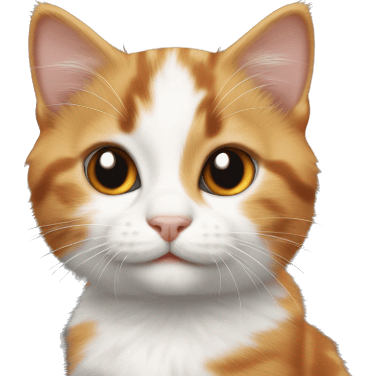 orange, black, and white calico kitten smiling emoji