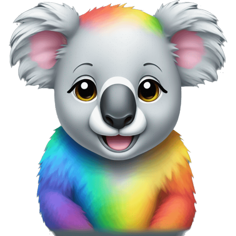 Rainbow colored koala naughty smile emoji