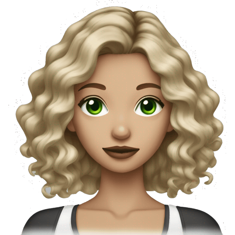 dark blonde balayage girl green eyes emoji