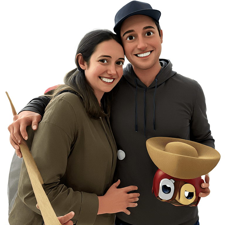 smiling couple with hat emoji