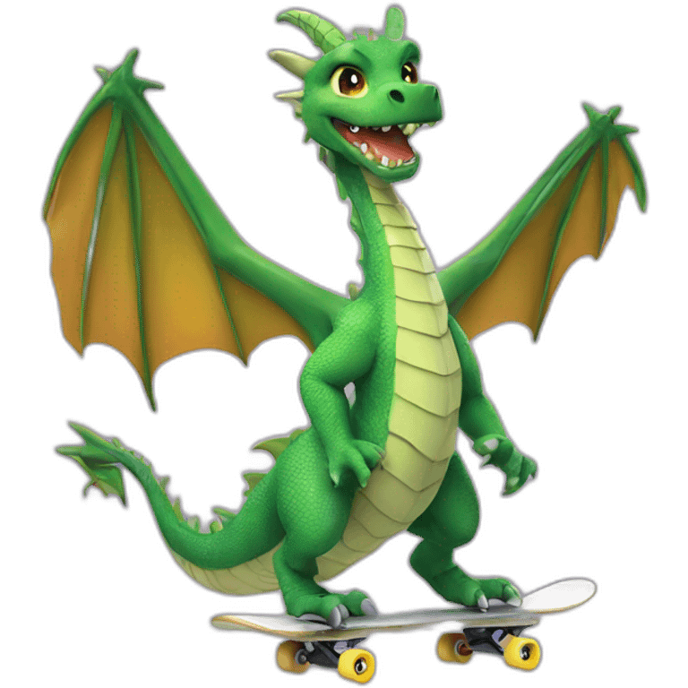 Dragon qui fait du skate emoji