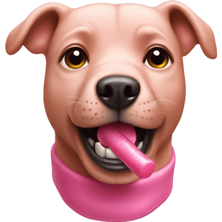 pink dog with gum in mouth emoji