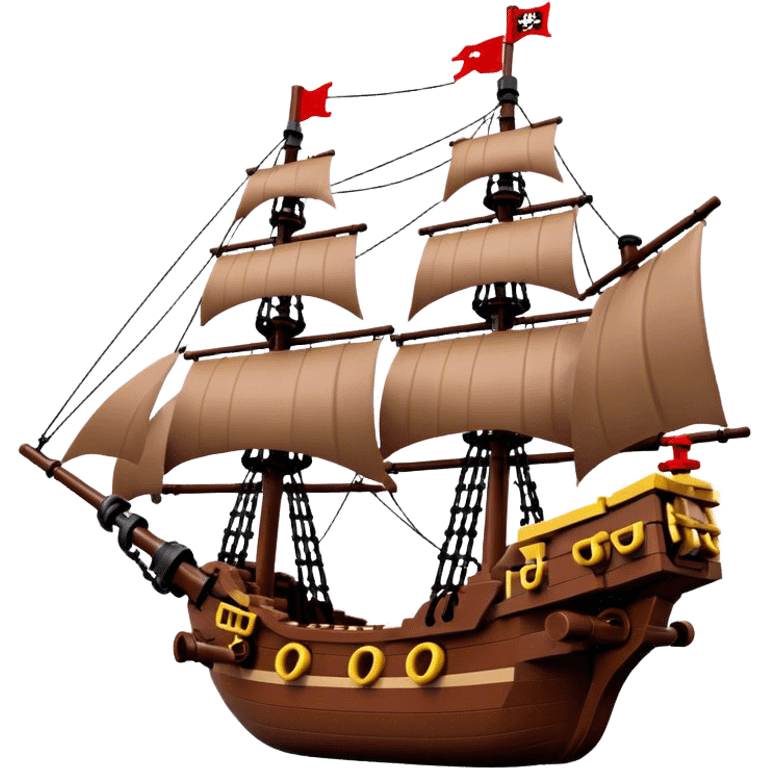 Pirate Ship (Toy) - Lego Pirate Ship (Model Year: 2021) (Iconic colour: Brown with red sails) emoji