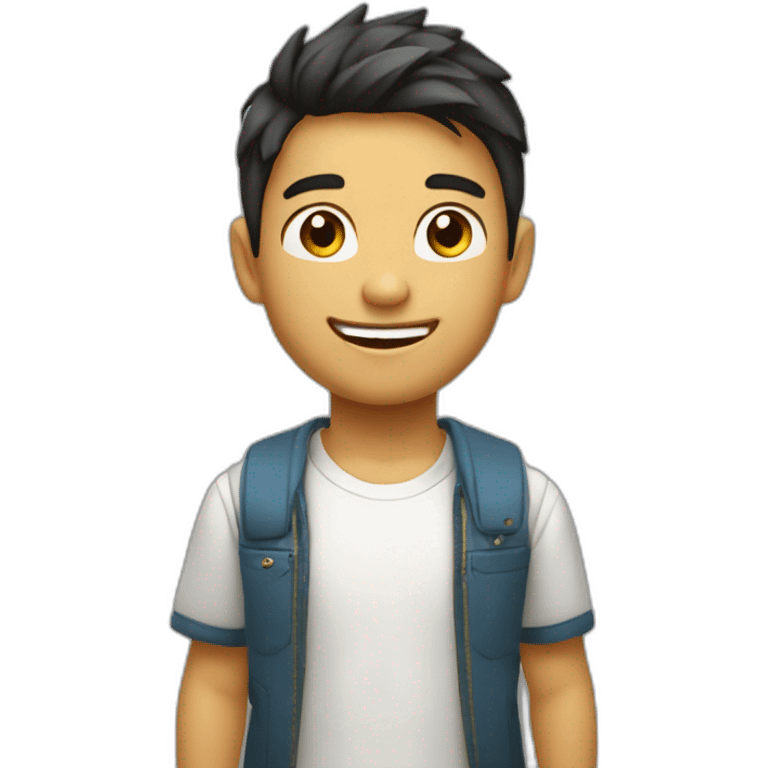 Niño de 5 años rubio sonriendo, pelo corto emoji