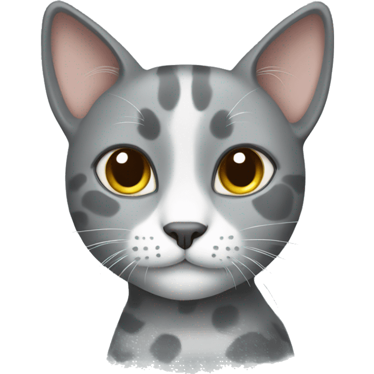 Gray cat with white spots emoji