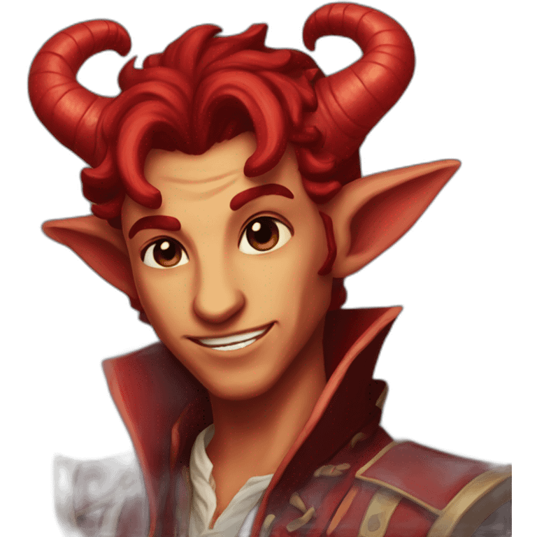 A red tiefling bard emoji