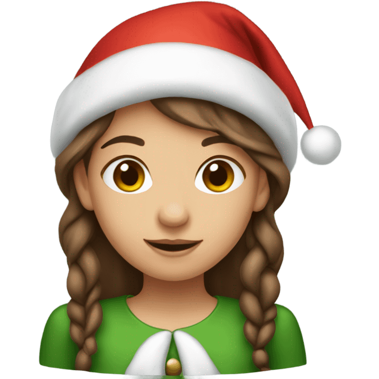 Christmas elf girl brown hair emoji