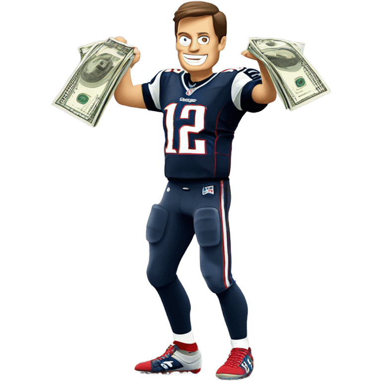 Tom Brady throwing dollar bills emoji