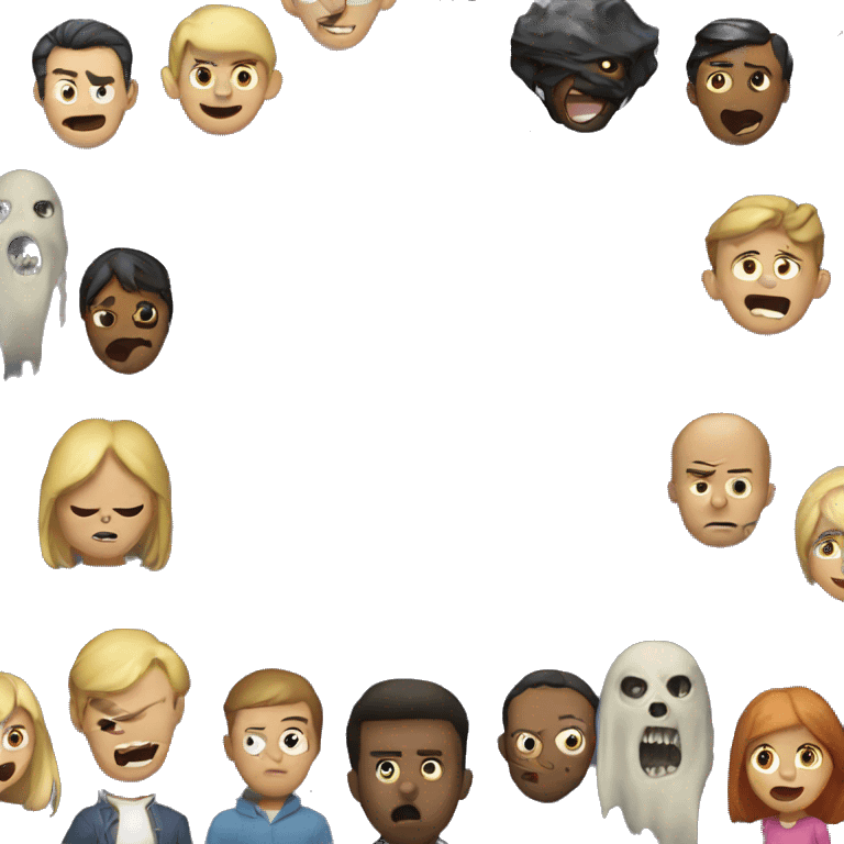 people with scary house and sekeletons emoji