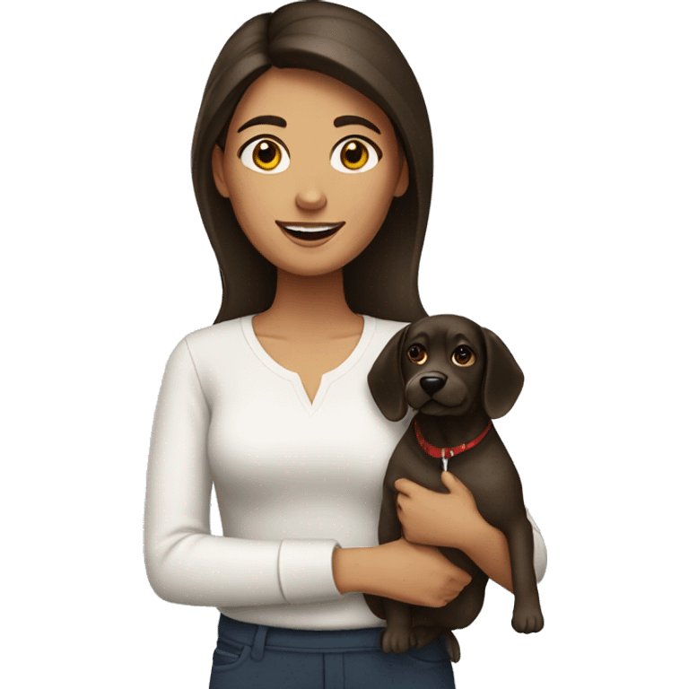 Brunette woman with dog emoji