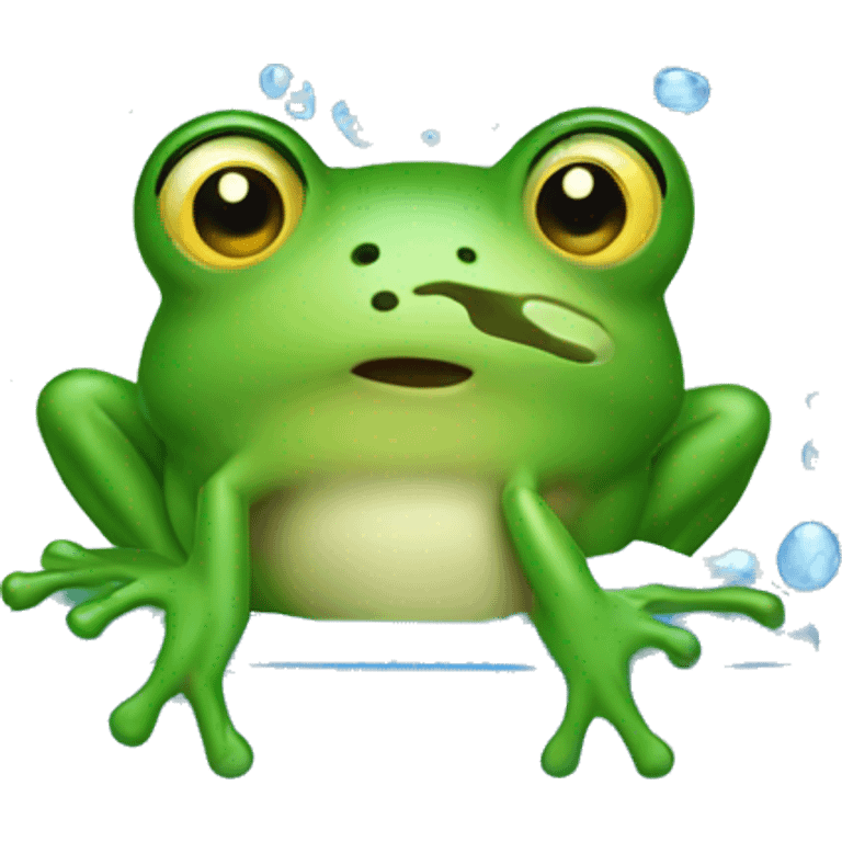 Frog in shower with soap  emoji