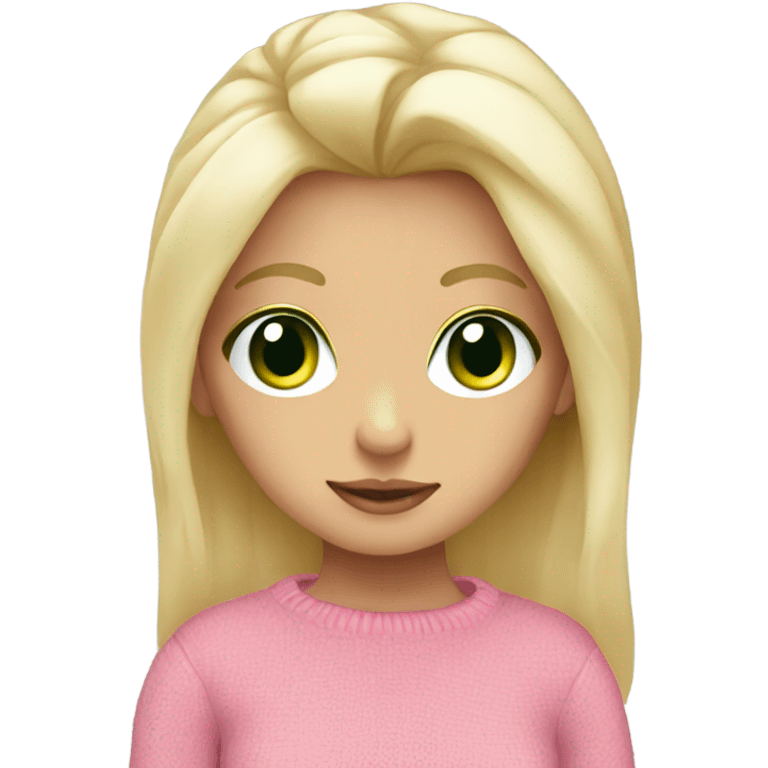 blonde girl green eyes pink jumper emoji