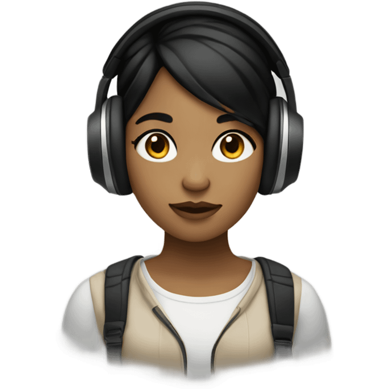 girl with medium light skintone and black hair listening to music emoji