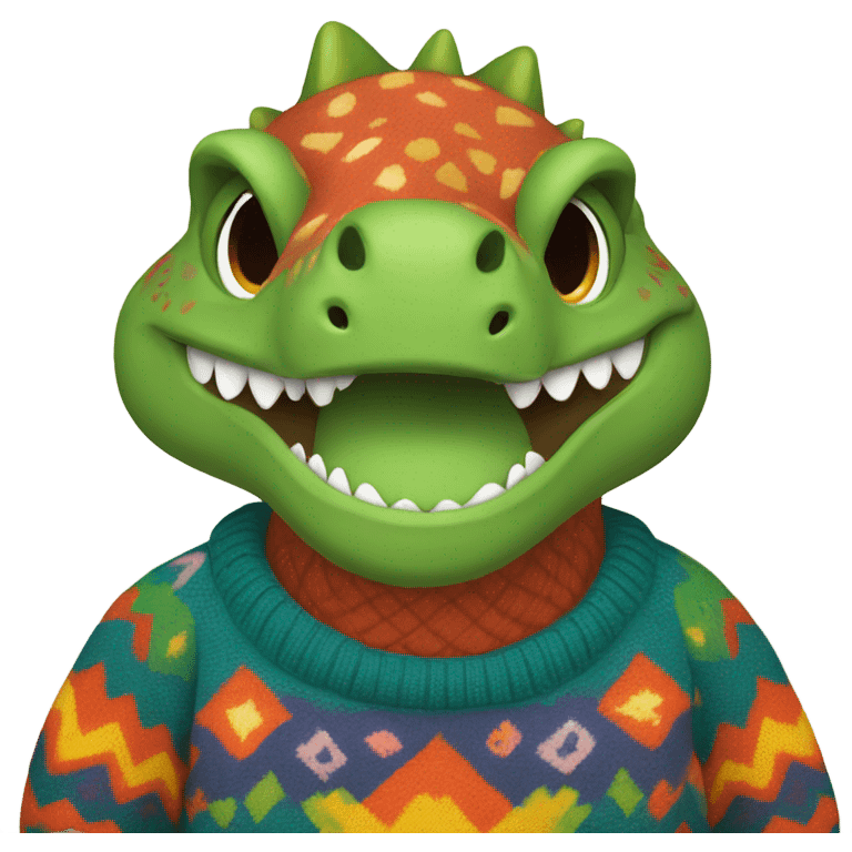 Dino with sweater emoji