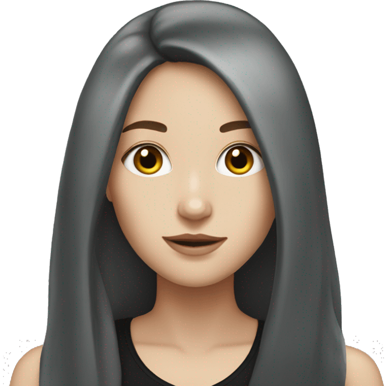 white girl with black long hair emoji