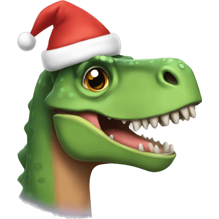 Dinosaur in a Christmas hat emoji