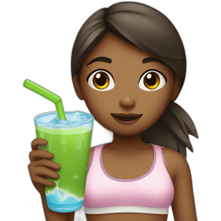 Girl drinking coconut water emoji