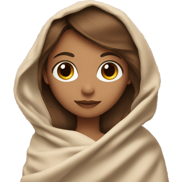 tan girl with brown hair using red and white blanket emoji