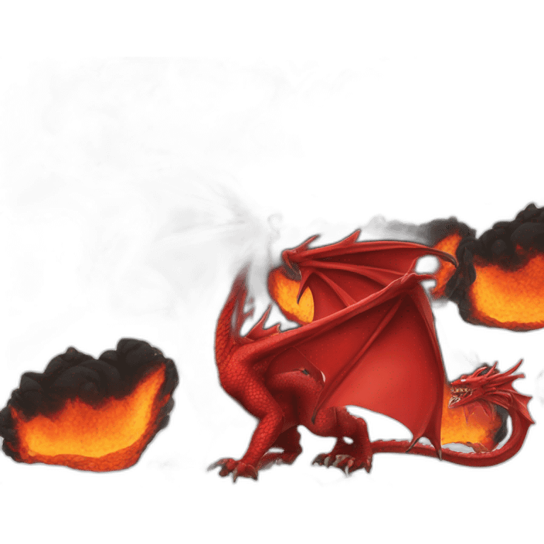 Red dragon in black flame emoji