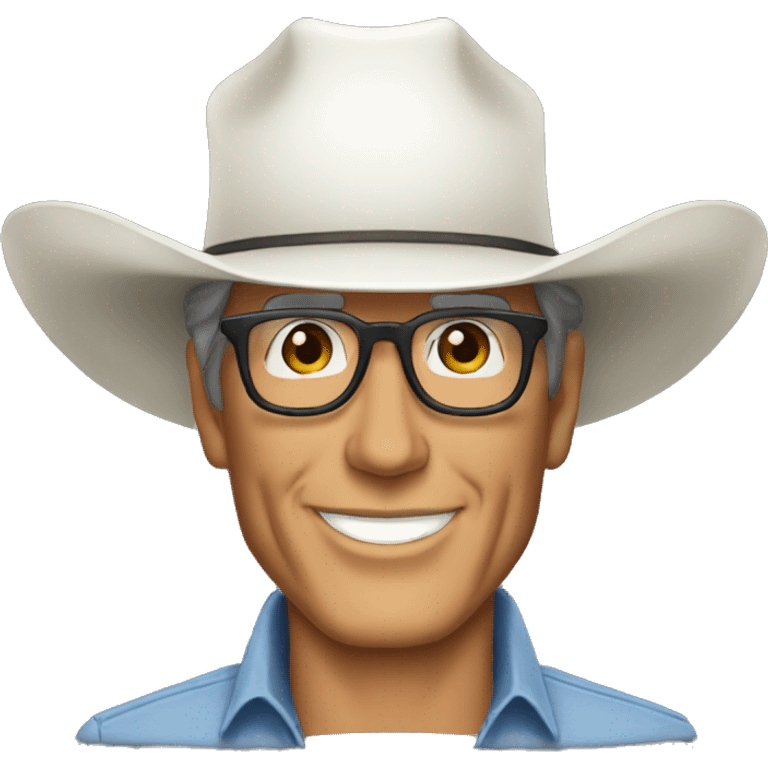 George strait with some wrinkles and glasses with white cowboy hat  emoji