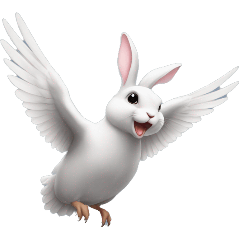 Rabbit flying on a pigeon emoji