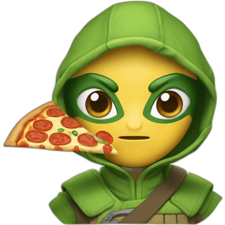 Tortue ninja mange une pizza emoji