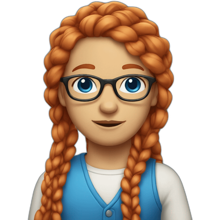 Red head with blue eyes long hair glasses and two braids emoji