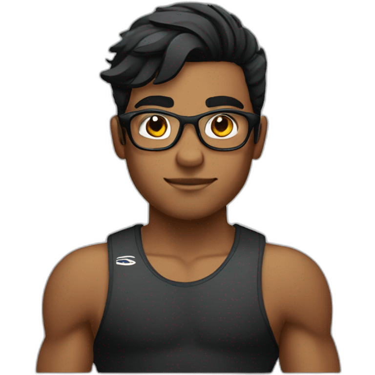 Boy Sri lankan MMA fighter with glases black and lisse hair emoji