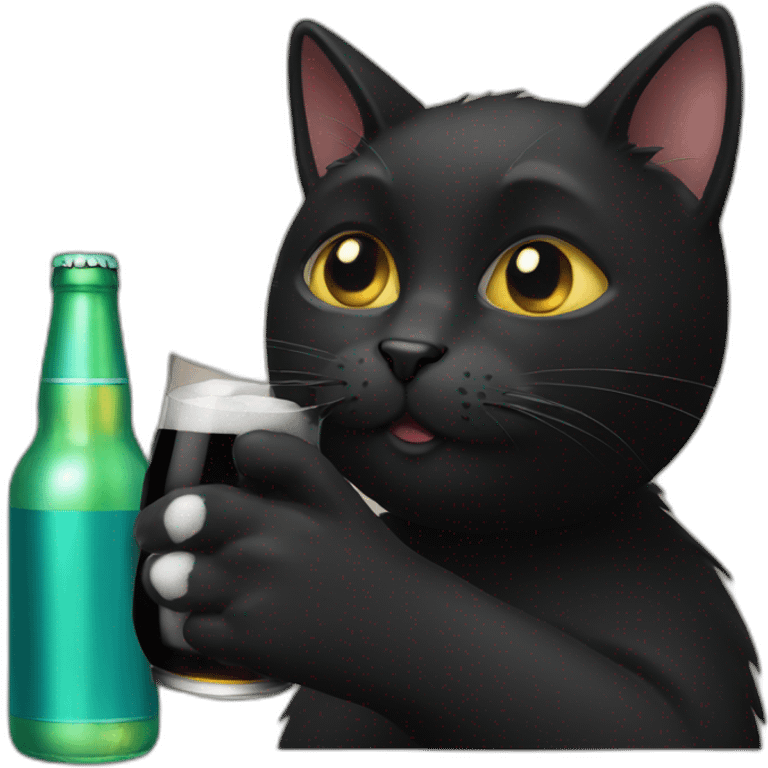 black cat drinking beer emoji