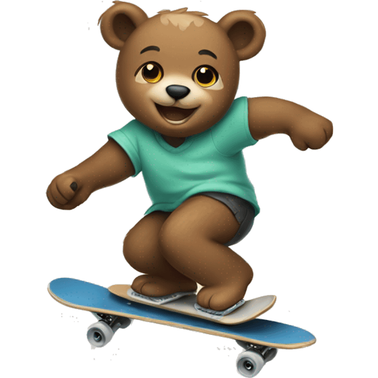 Small cub bear skateboarding  emoji