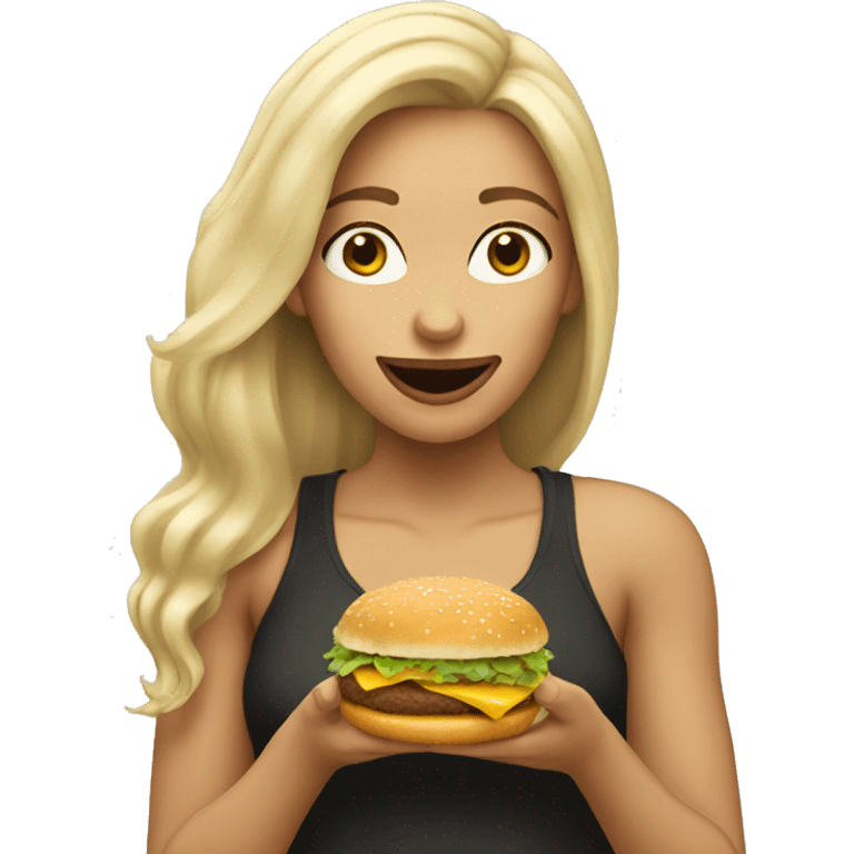 blonde girl eating mcdonalds emoji