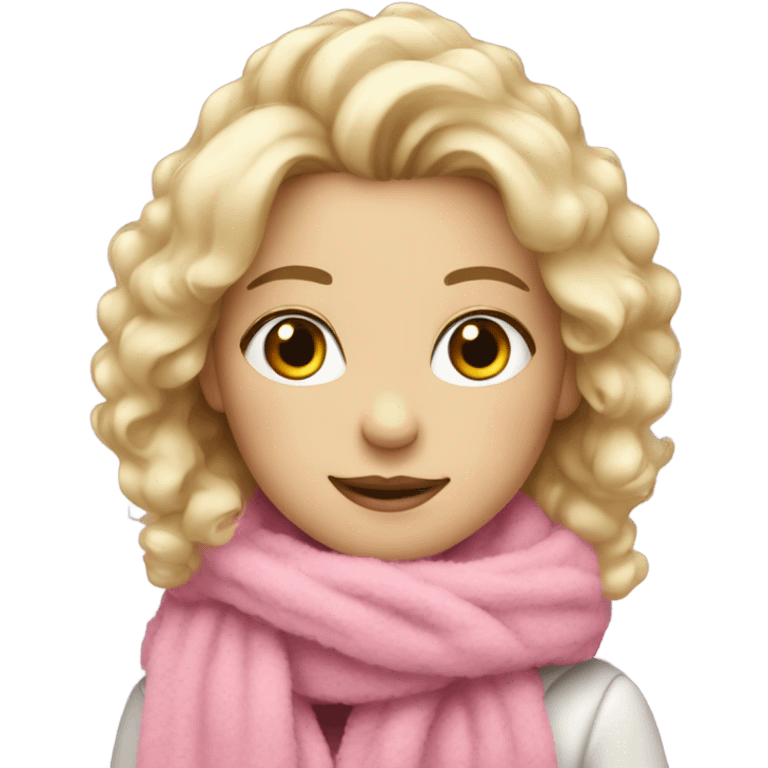 Blond girl with pink scarf and fluffy jacket emoji