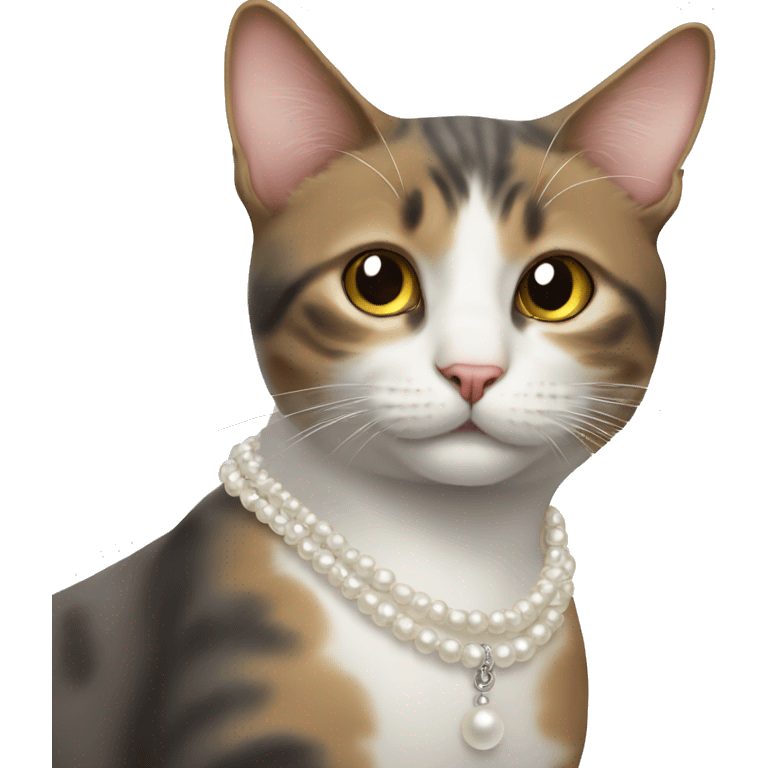 Cat wearing pearl necklace emoji