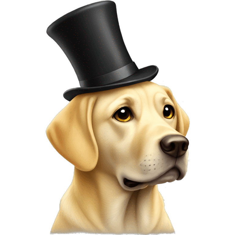 Yellow Labrador with top hat emoji