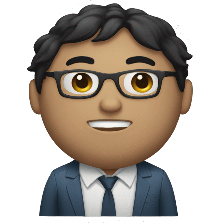 a young man with a fatter face, fair skin, straight black hair and glasses emoji