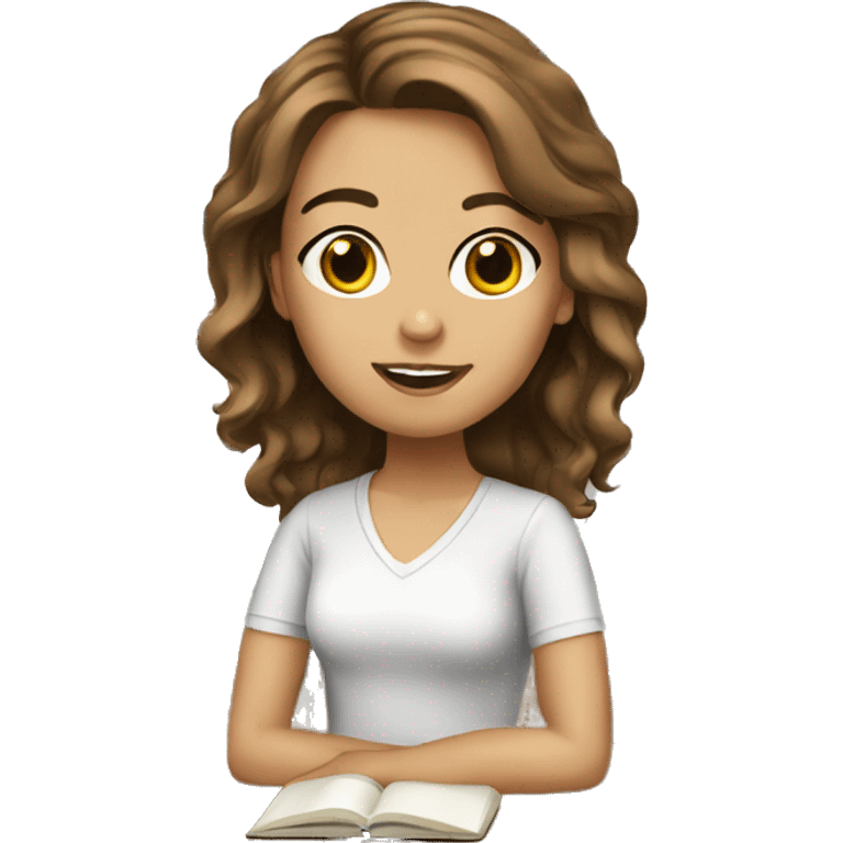 Studying Girl white brown hair emoji