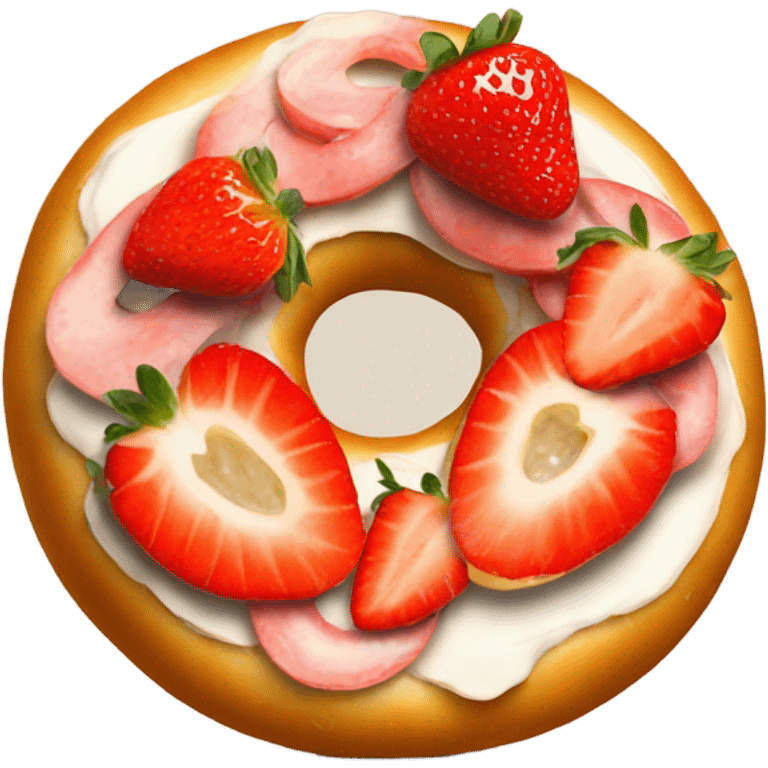 A bagel with strawberries  emoji