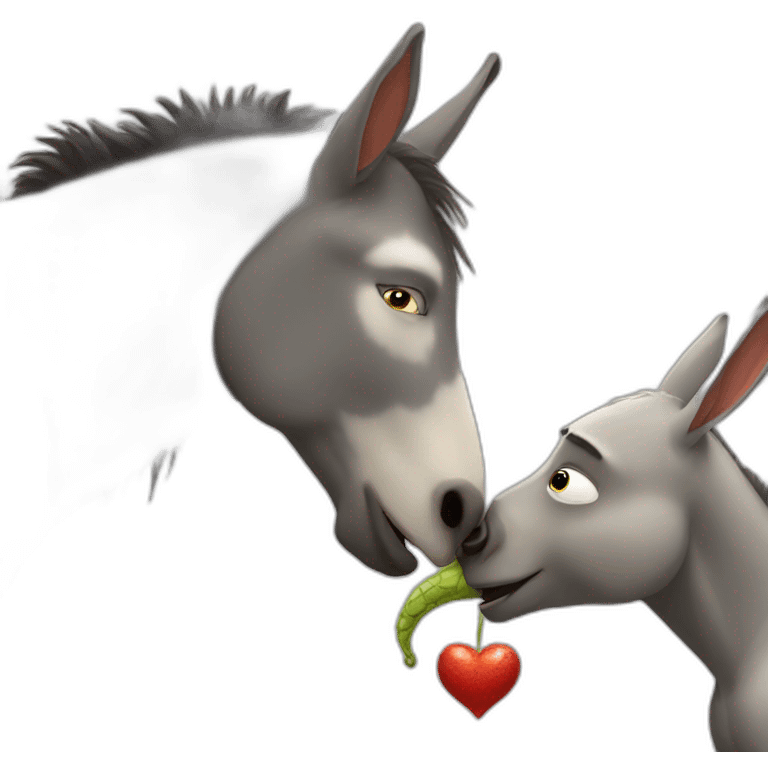 donkey in shrek kissing the dragon emoji