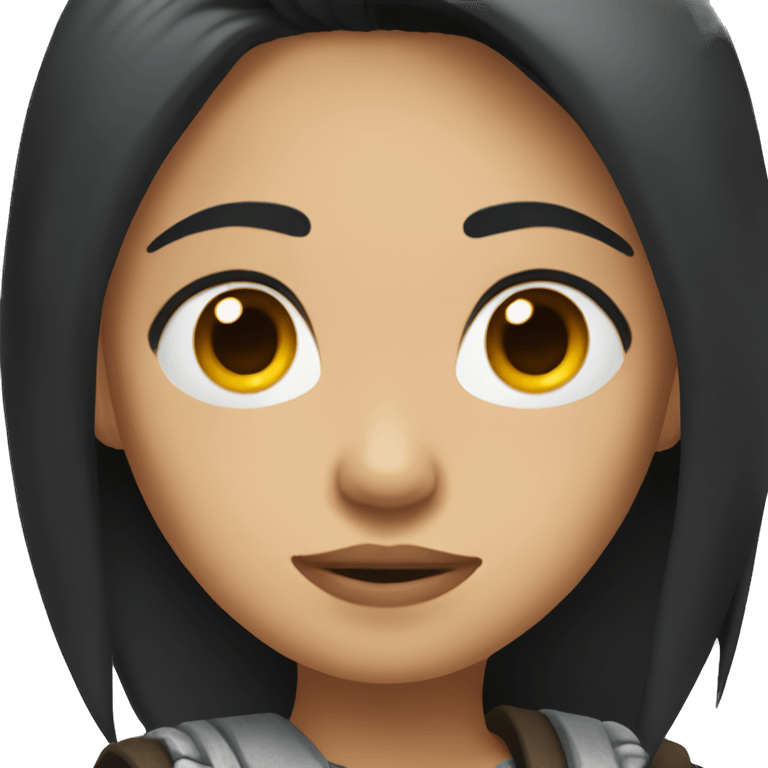 woman with long black hair and light skin, crossing arms with a frown  emoji