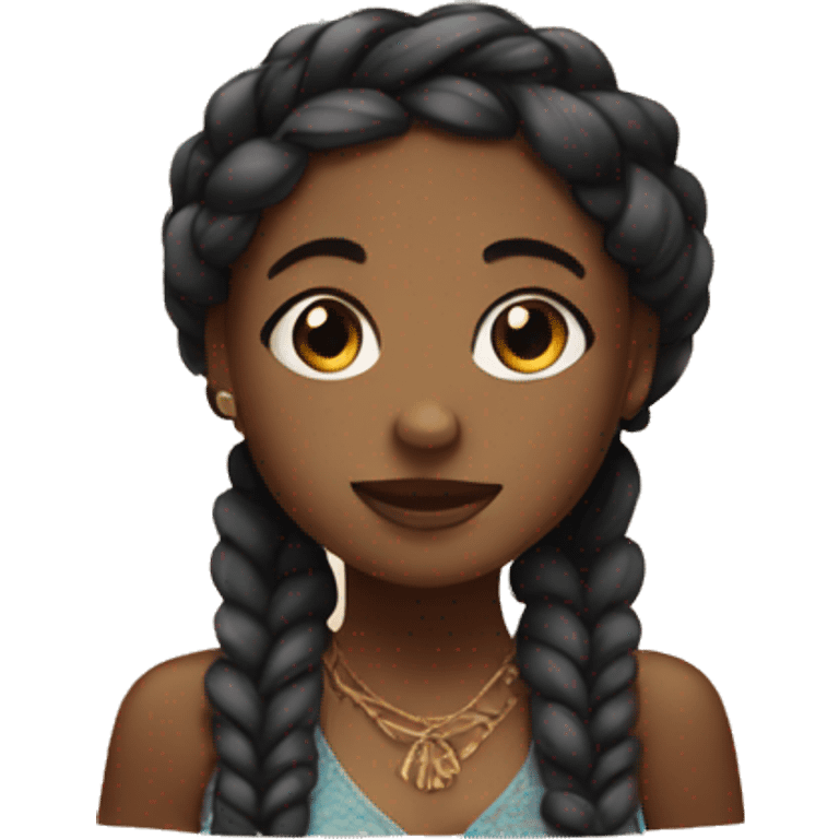 Black girl with boho braids emoji