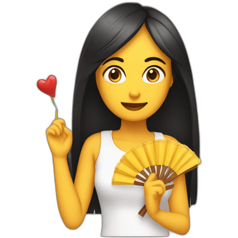 chica con abanico en la mano emoji