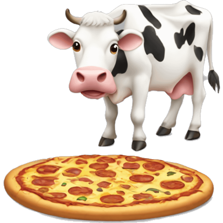 Cow eating pizza emoji