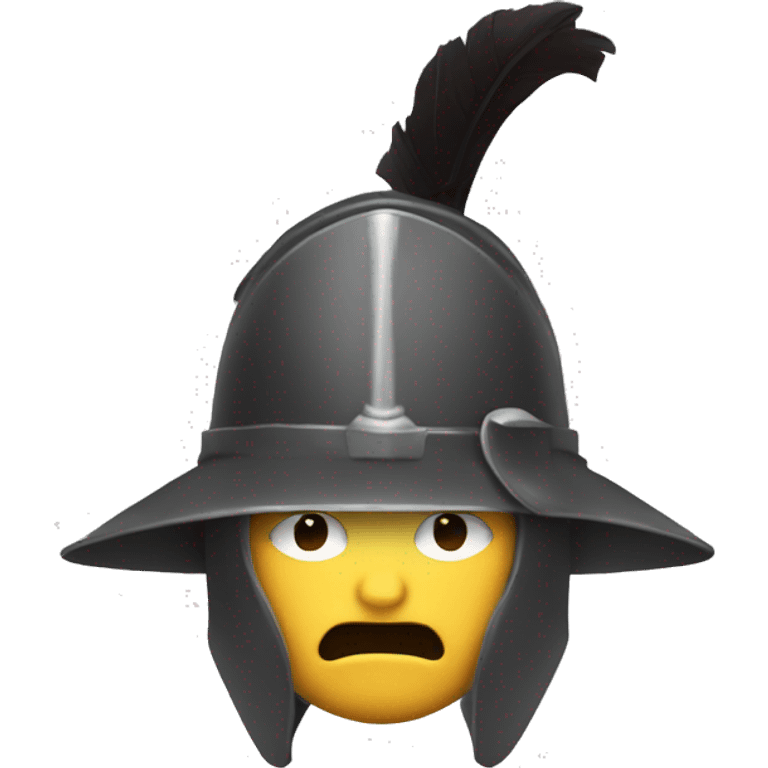 Guy wearing a morion kettle helmet crestfallen emoji